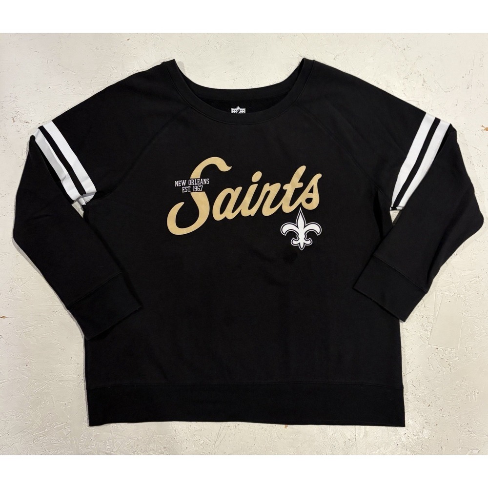 NFL Team New Orleans Saints‎ Crewneck Sweatshirt Womens XL Football Black